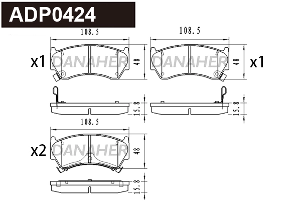 ADP0424 DANAHER Комплект тормозных колодок, дисковый тормоз (фото 1)