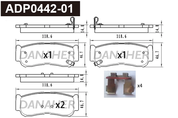 ADP0442-01 DANAHER Комплект тормозных колодок, дисковый тормоз (фото 1)