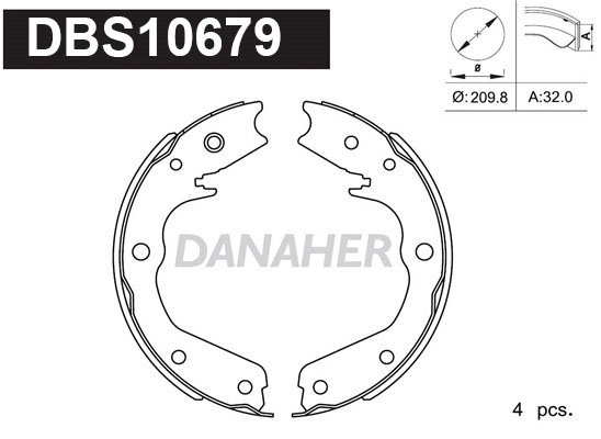 DBS10679 DANAHER Комплект тормозных колодок, стояночная тормозная система (фото 1)