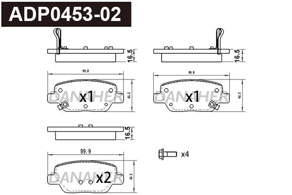 ADP0453-02 DANAHER Комплект тормозных колодок, дисковый тормоз (фото 1)