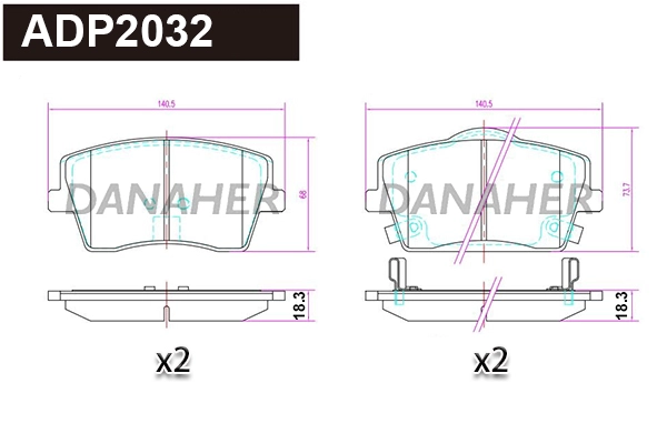 ADP2032 DANAHER Комплект тормозных колодок, дисковый тормоз (фото 1)