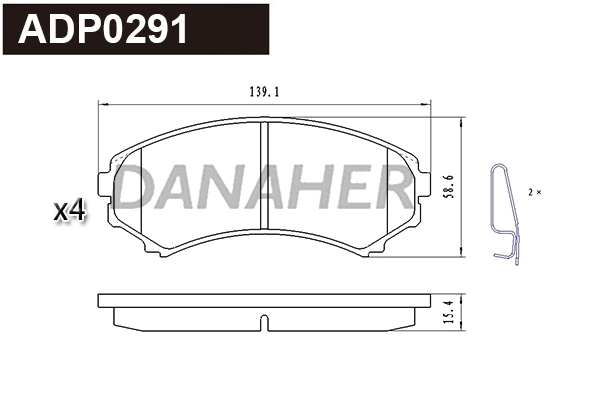 ADP0291 DANAHER Комплект тормозных колодок, дисковый тормоз (фото 1)