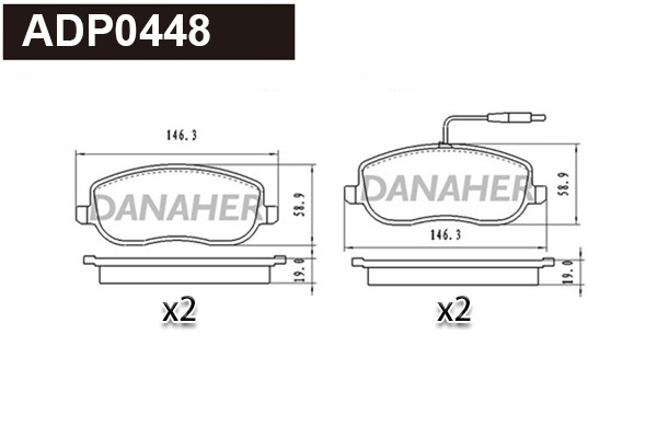 ADP0448 DANAHER Комплект тормозных колодок, дисковый тормоз (фото 1)