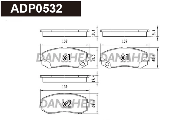 ADP0532 DANAHER Комплект тормозных колодок, дисковый тормоз (фото 1)