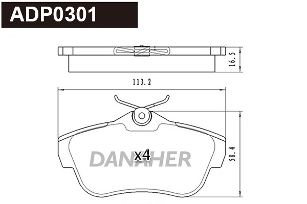 ADP0301 DANAHER Комплект тормозных колодок, дисковый тормоз (фото 1)