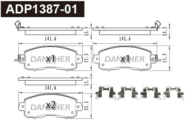 ADP1387-01 DANAHER Комплект тормозных колодок, дисковый тормоз (фото 1)