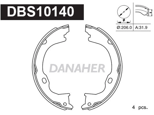DBS10140 DANAHER Комплект тормозных колодок, стояночная тормозная система (фото 1)