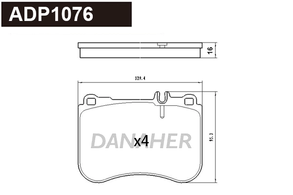 ADP1076 DANAHER Комплект тормозных колодок, дисковый тормоз (фото 1)