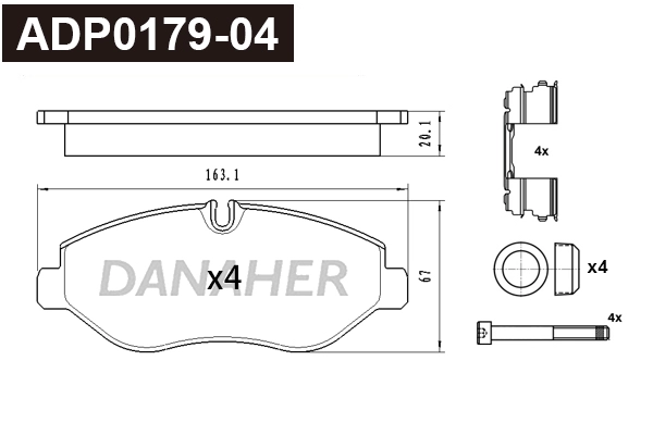 ADP0176-01 DANAHER Комплект тормозных колодок, дисковый тормоз (фото 1)