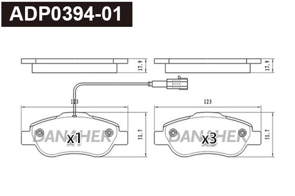 ADP0394-01 DANAHER Комплект тормозных колодок, дисковый тормоз (фото 1)