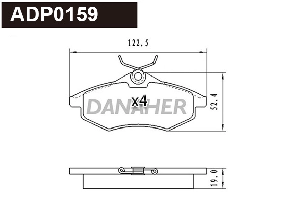 ADP0159 DANAHER Комплект тормозных колодок, дисковый тормоз (фото 1)