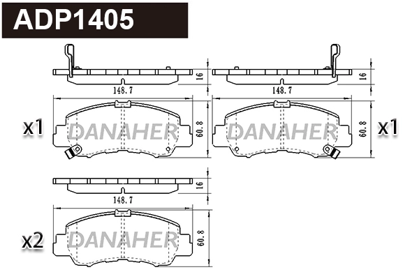 ADP1405 DANAHER Комплект тормозных колодок, дисковый тормоз (фото 1)