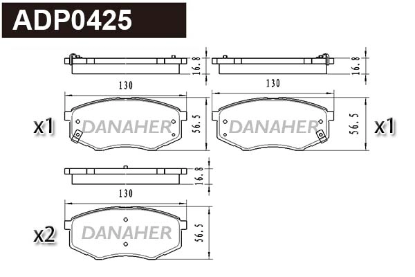 ADP0425 DANAHER Комплект тормозных колодок, дисковый тормоз (фото 1)