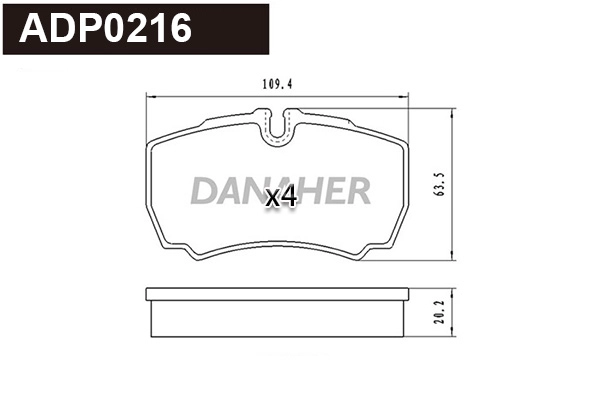 ADP0216 DANAHER Комплект тормозных колодок, дисковый тормоз (фото 1)