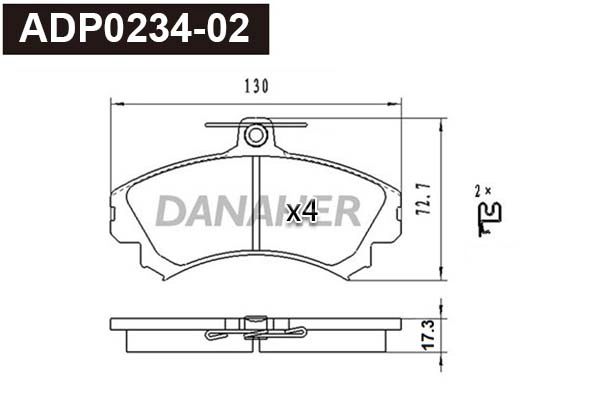 ADP0234-02 DANAHER Комплект тормозных колодок, дисковый тормоз (фото 1)