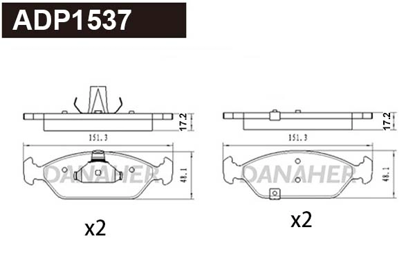 ADP1537 DANAHER Комплект тормозных колодок, дисковый тормоз (фото 1)