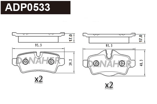 ADP0533 DANAHER Комплект тормозных колодок, дисковый тормоз (фото 1)