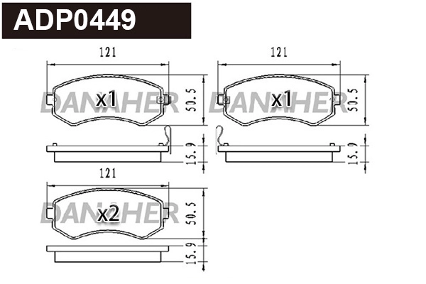 ADP0449 DANAHER Комплект тормозных колодок, дисковый тормоз (фото 1)