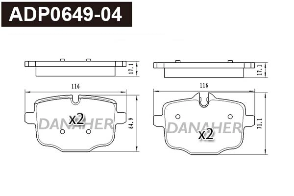 ADP0649-04 DANAHER Комплект тормозных колодок, дисковый тормоз (фото 1)