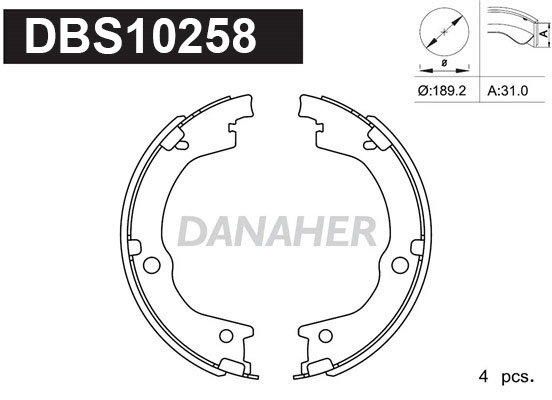 DBS10258 DANAHER Комплект тормозных колодок, стояночная тормозная система (фото 1)