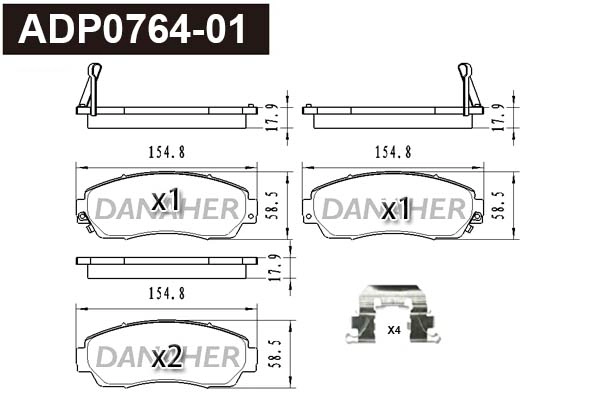 ADP0764-01 DANAHER Комплект тормозных колодок, дисковый тормоз (фото 1)