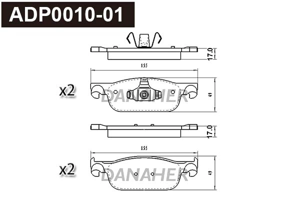 ADP0010-01 DANAHER Комплект тормозных колодок, дисковый тормоз (фото 1)