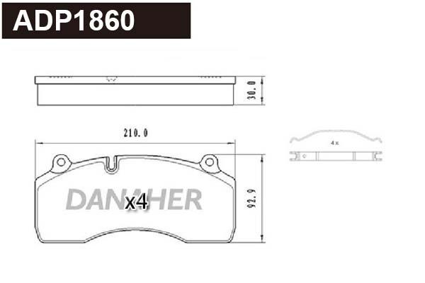 ADP1860 DANAHER Комплект тормозных колодок, дисковый тормоз (фото 1)