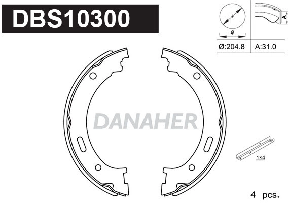 DBS10300 DANAHER Комплект тормозных колодок, стояночная тормозная система (фото 1)