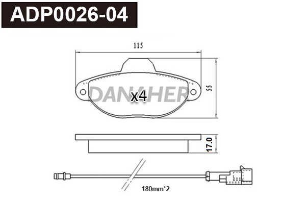 ADP0026-04 DANAHER Комплект тормозных колодок, дисковый тормоз (фото 1)