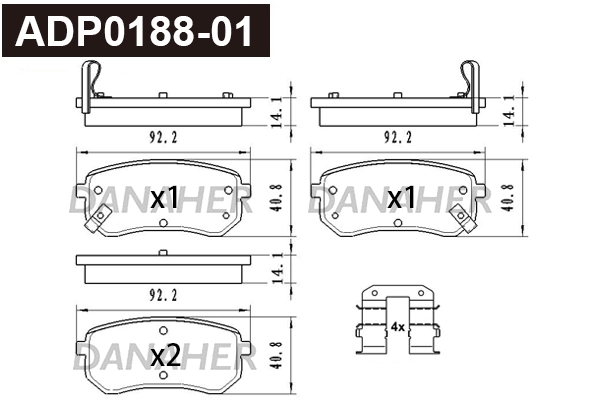 ADP0188-01 DANAHER Комплект тормозных колодок, дисковый тормоз (фото 1)