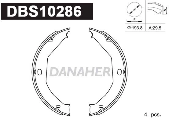 DBS10286 DANAHER Комплект тормозных колодок, стояночная тормозная система (фото 1)