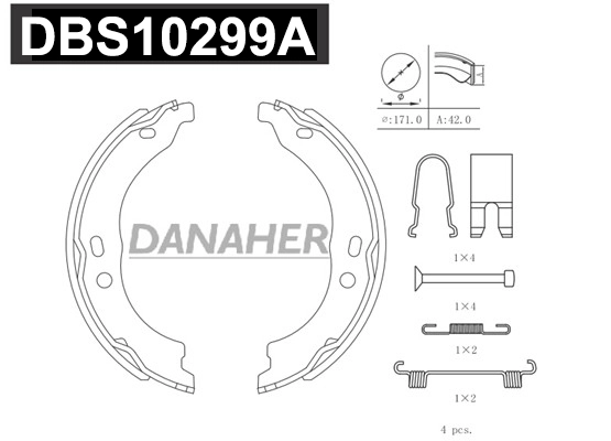 DBS10299A DANAHER Комплект тормозных колодок, стояночная тормозная система (фото 1)