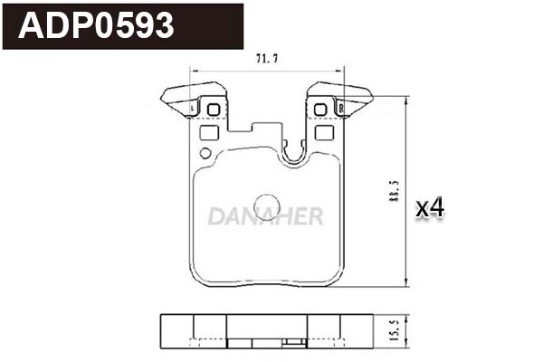 ADP0593 DANAHER Комплект тормозных колодок, дисковый тормоз (фото 1)
