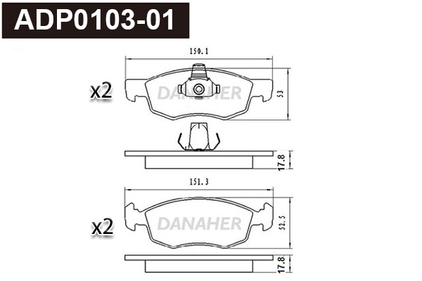 ADP0103-01 DANAHER Комплект тормозных колодок, дисковый тормоз (фото 1)