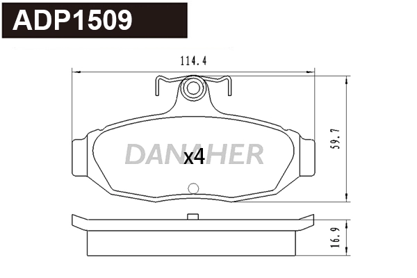 ADP1509 DANAHER Комплект тормозных колодок, дисковый тормоз (фото 1)