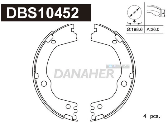 DBS10452 DANAHER Комплект тормозных колодок, стояночная тормозная система (фото 1)