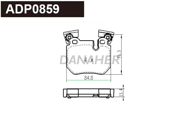 ADP0859 DANAHER Комплект тормозных колодок, дисковый тормоз (фото 1)