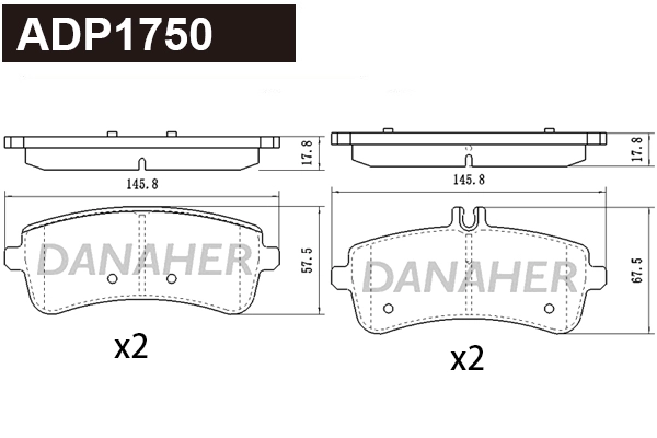 ADP1750 DANAHER Комплект тормозных колодок, дисковый тормоз (фото 1)