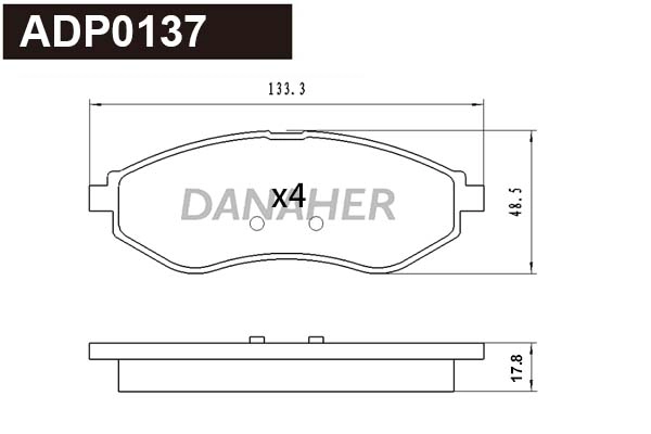 ADP0137 DANAHER Комплект тормозных колодок, дисковый тормоз (фото 1)