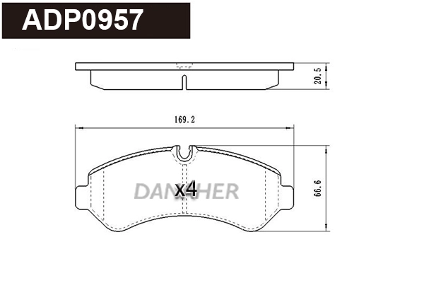 ADP0957 DANAHER Комплект тормозных колодок, дисковый тормоз (фото 1)