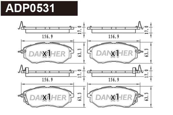 ADP0531 DANAHER Комплект тормозных колодок, дисковый тормоз (фото 1)