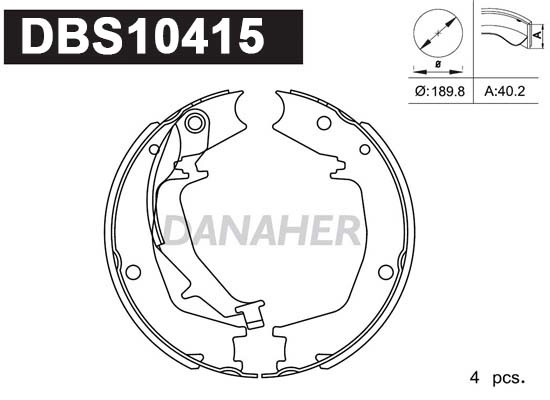 DBS10415 DANAHER Комплект тормозных колодок, стояночная тормозная система (фото 1)