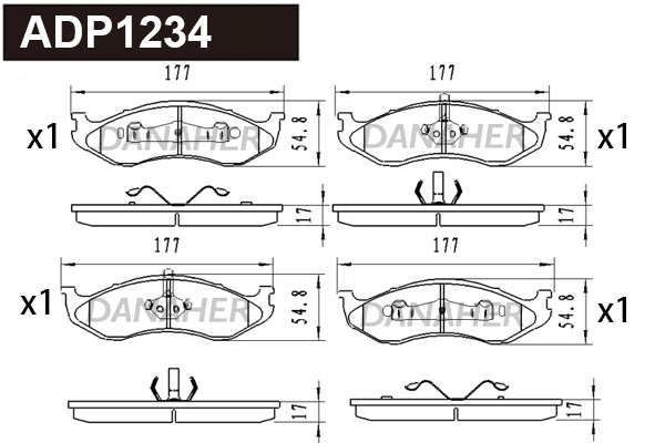 ADP1234 DANAHER Комплект тормозных колодок, дисковый тормоз (фото 1)