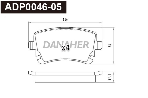 ADP0046-05 DANAHER Комплект тормозных колодок, дисковый тормоз (фото 1)