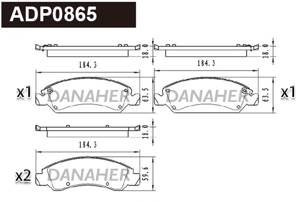 ADP0865 DANAHER Комплект тормозных колодок, дисковый тормоз (фото 1)