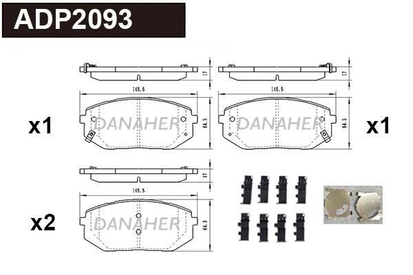 ADP2093 DANAHER Комплект тормозных колодок, дисковый тормоз (фото 1)