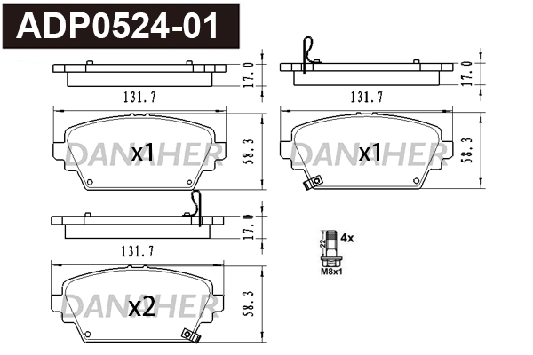 ADP0524-01 DANAHER Комплект тормозных колодок, дисковый тормоз (фото 1)