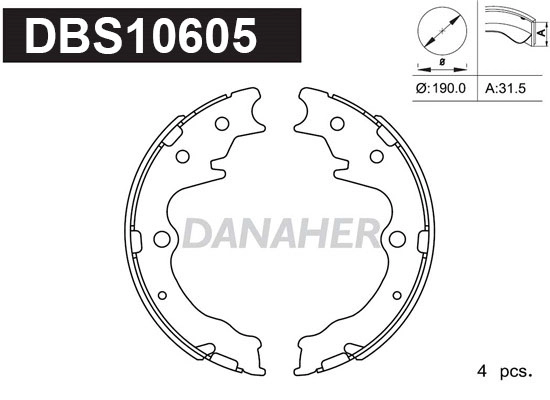 DBS10605 DANAHER Комплект тормозных колодок, стояночная тормозная система (фото 1)