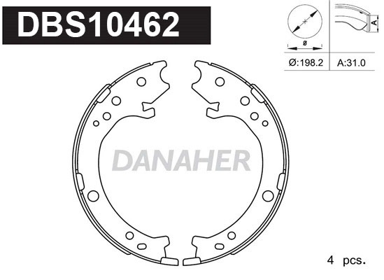 DBS10462 DANAHER Комплект тормозных колодок, стояночная тормозная система (фото 1)