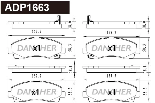 ADP1663 DANAHER Комплект тормозных колодок, дисковый тормоз (фото 1)